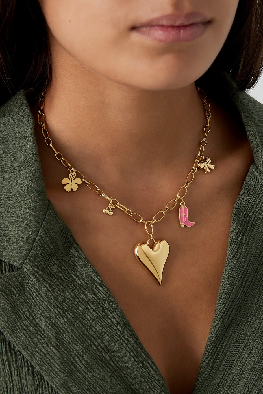 Statement-Kette „Love“ – Goldfarbe - Goldfarbefarbe Bild2
